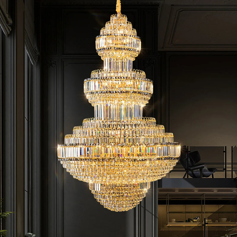 Luxury Hollow Crystal Pendant Chandelier for Villa and Hotel Lobby