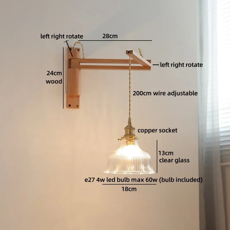 Élise Glass Flower Wall Lamp Flexible Arm Nordic