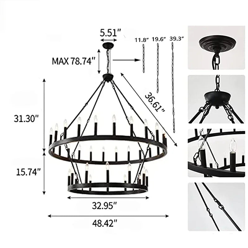 Anouk Wrought Iron Circular Pendant Light for Dining and Living Room