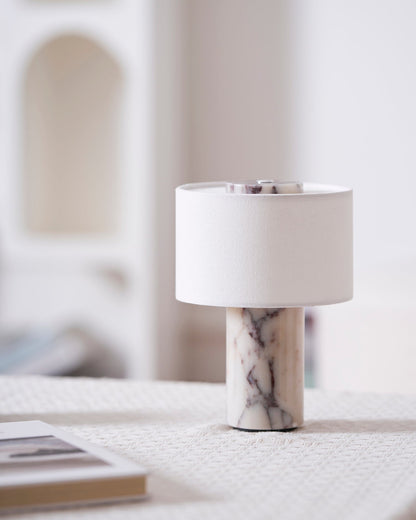 Aurélie Marble Sediment Table Lamp with Fabric Shade