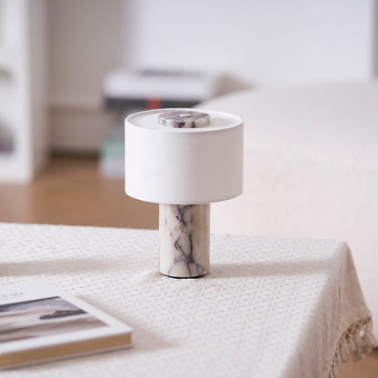 Aurélie Marble Sediment Table Lamp with Fabric Shade