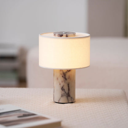 Aurélie Marble Sediment Table Lamp with Fabric Shade