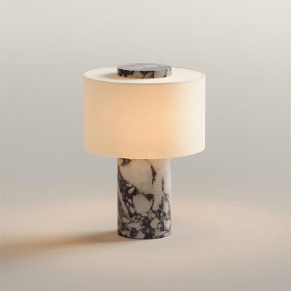 Aurélie Marble Sediment Table Lamp with Fabric Shade