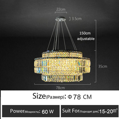 Isabelle Crystal Rectangle Pendant Light Luxury Gold Ceiling Lamp