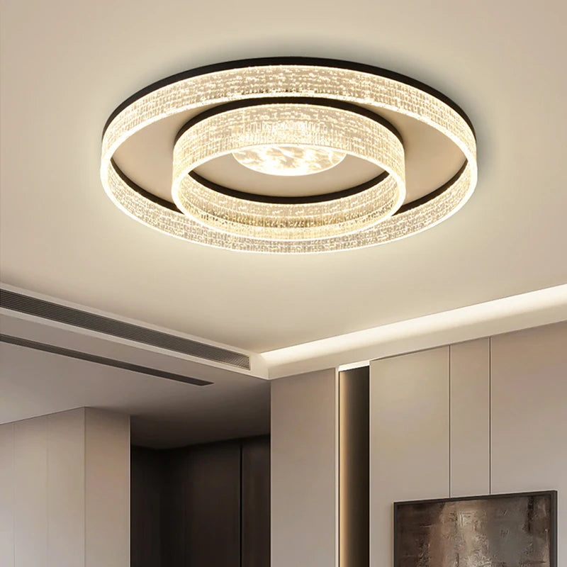 Nordic LED Ring Ceiling Light – Modern Dimmable Flush Mount for Living Room & Bedroom