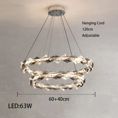 Élodie 2025 Modern Ring Crystal LED Dimmable Ceiling Chandelier Silver Decor Light