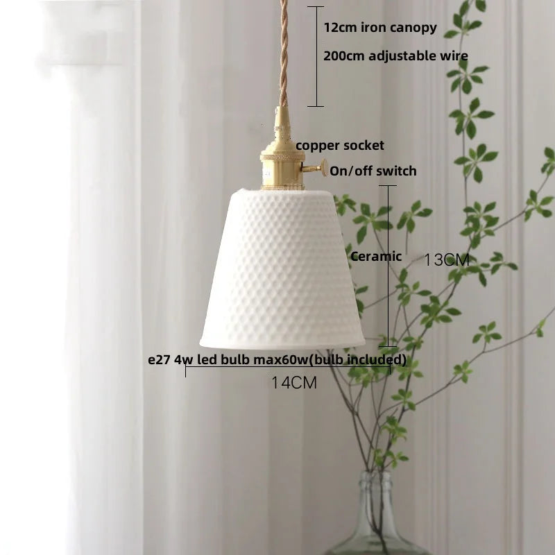 Élise Rose Flower Ceramic LED Pendant Lamp Nordic Wood