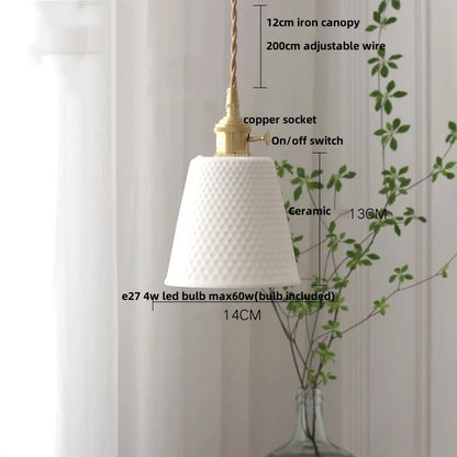 Élise Rose Flower Ceramic LED Pendant Lamp Nordic Wood
