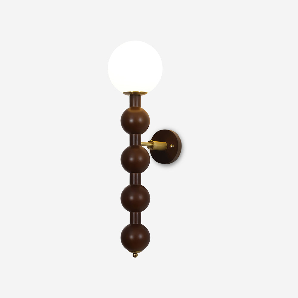 Selene Gourd Wall Lamp with Walnut Beaded Design and Warm Glow