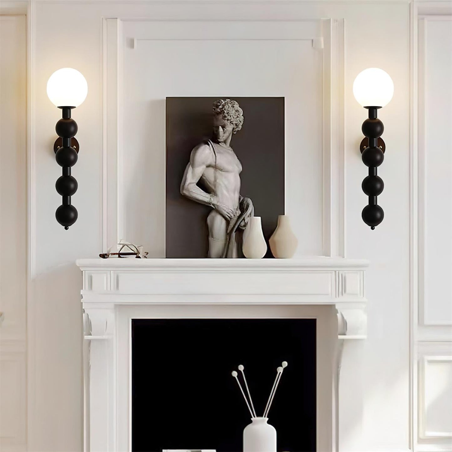 Selene Gourd Wall Lamp with Walnut Beaded Design and Warm Glow