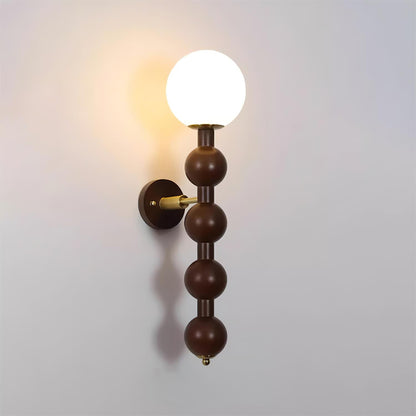 Selene Gourd Wall Lamp with Walnut Beaded Design and Warm Glow