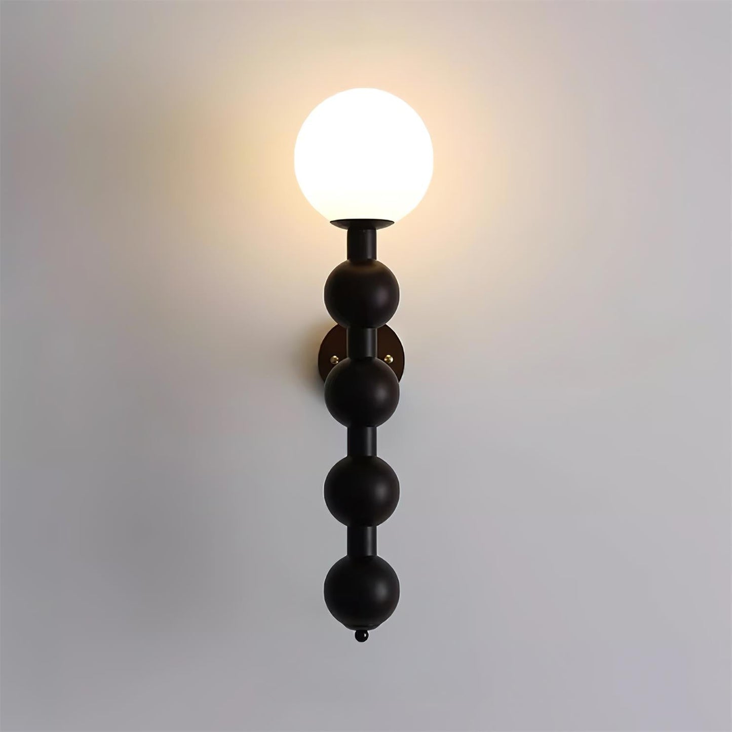Selene Gourd Wall Lamp with Walnut Beaded Design and Warm Glow