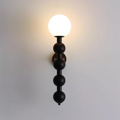 Selene Gourd Wall Lamp with Walnut Beaded Design and Warm Glow