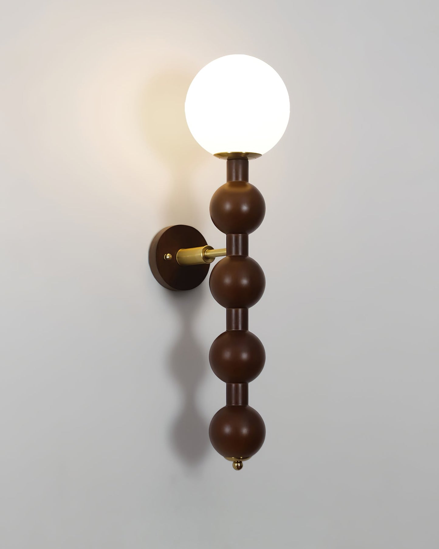Selene Gourd Wall Lamp with Walnut Beaded Design and Warm Glow
