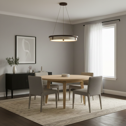 Laurent Ring Chandelier, Travertine Stone with Integrated LED