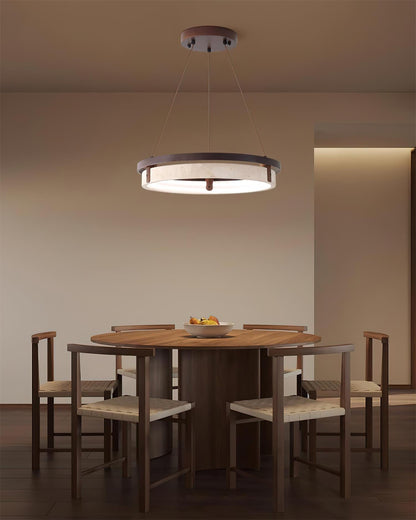 Laurent Ring Chandelier, Travertine Stone with Integrated LED