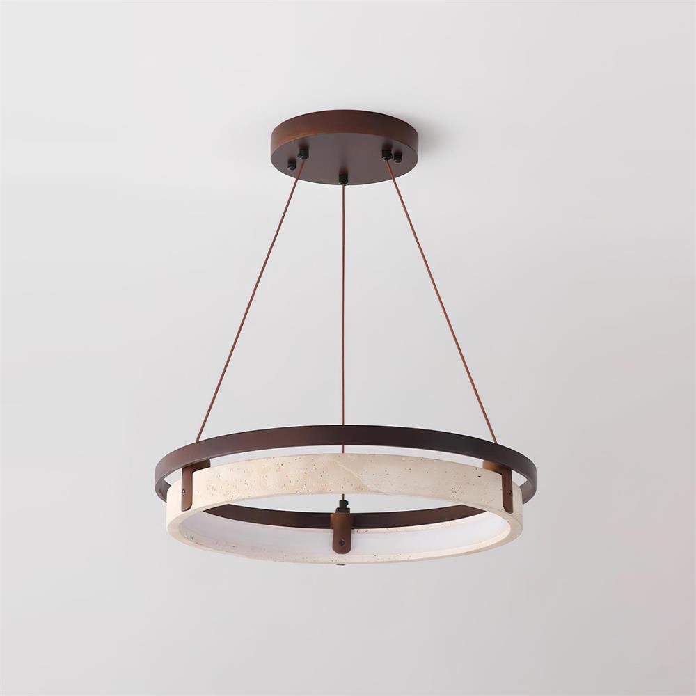 Laurent Ring Chandelier, Travertine Stone with Integrated LED