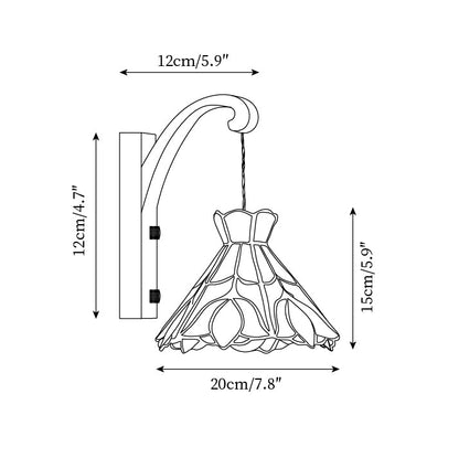 Clémence Serena Tiffany Wall Lamp Brass Wood and Glass LED Lighting