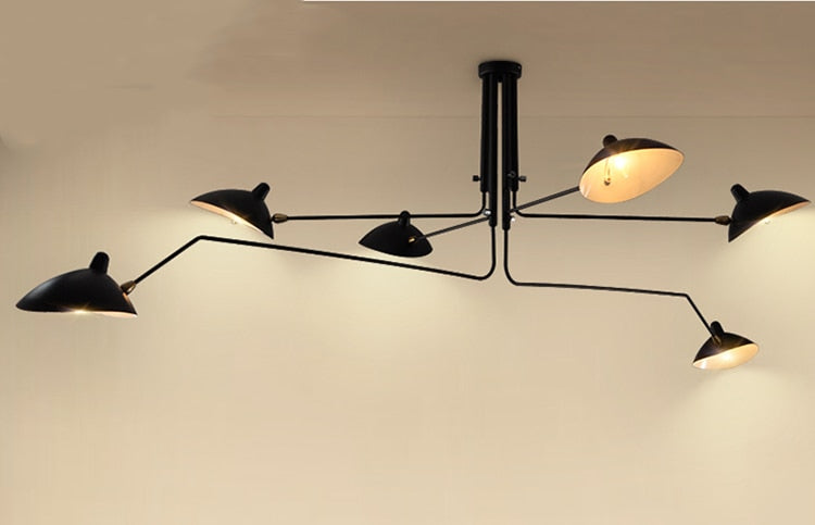 Camille Industrial Rotating Arm LED Ceiling Light Black Brass Adjustable Fixture