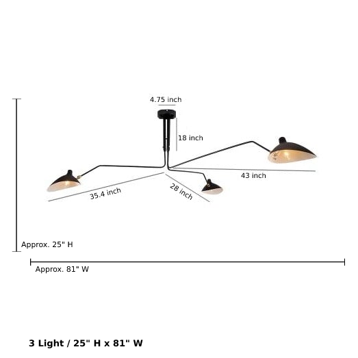 Camille Industrial Rotating Arm LED Ceiling Light Black Brass Adjustable Fixture