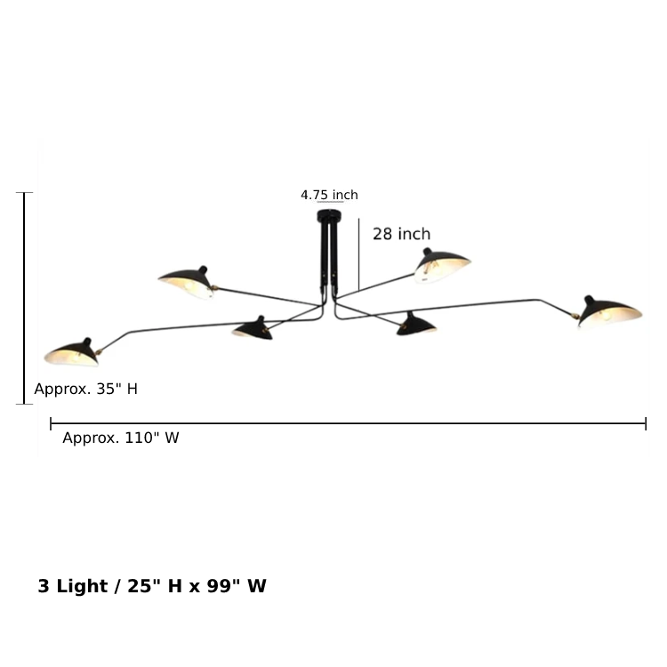 Camille Industrial Rotating Arm LED Ceiling Light Black Brass Adjustable Fixture