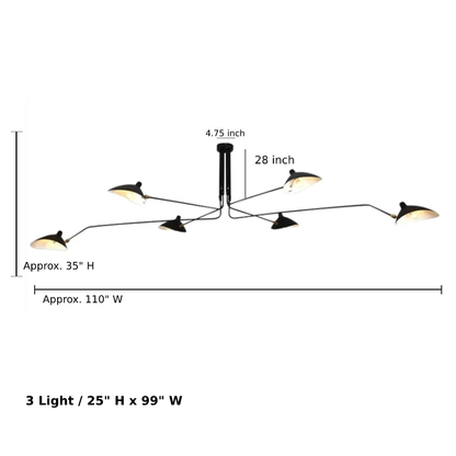 Camille Industrial Rotating Arm LED Ceiling Light Black Brass Adjustable Fixture