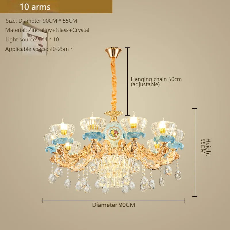 French Crystal Chandelier Light for Villa Living and Dining Room
