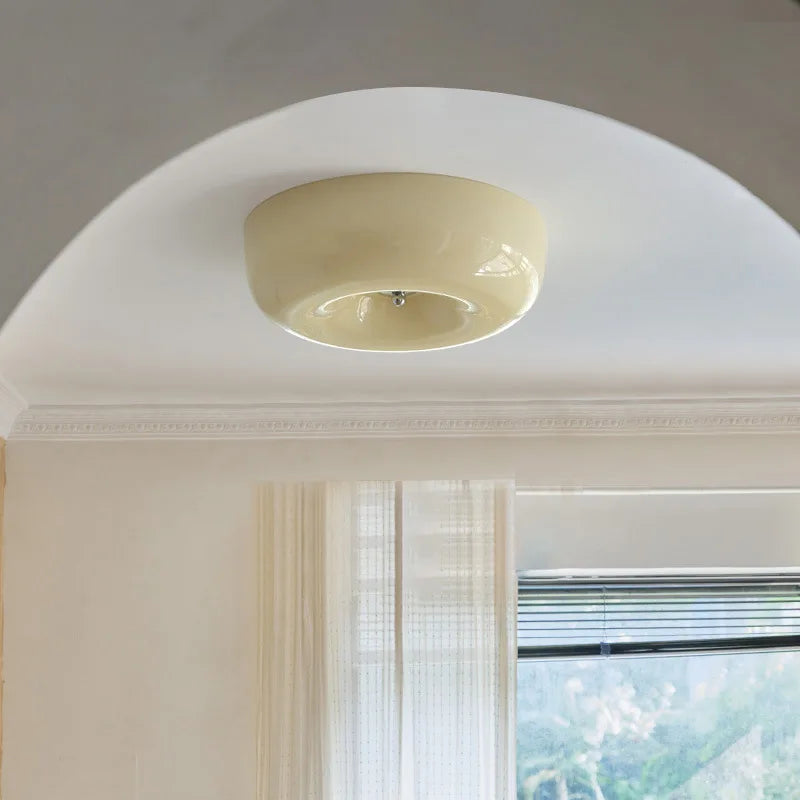Camille French Beige Glass Downlight Ceiling Lamp Aisle Bedroom