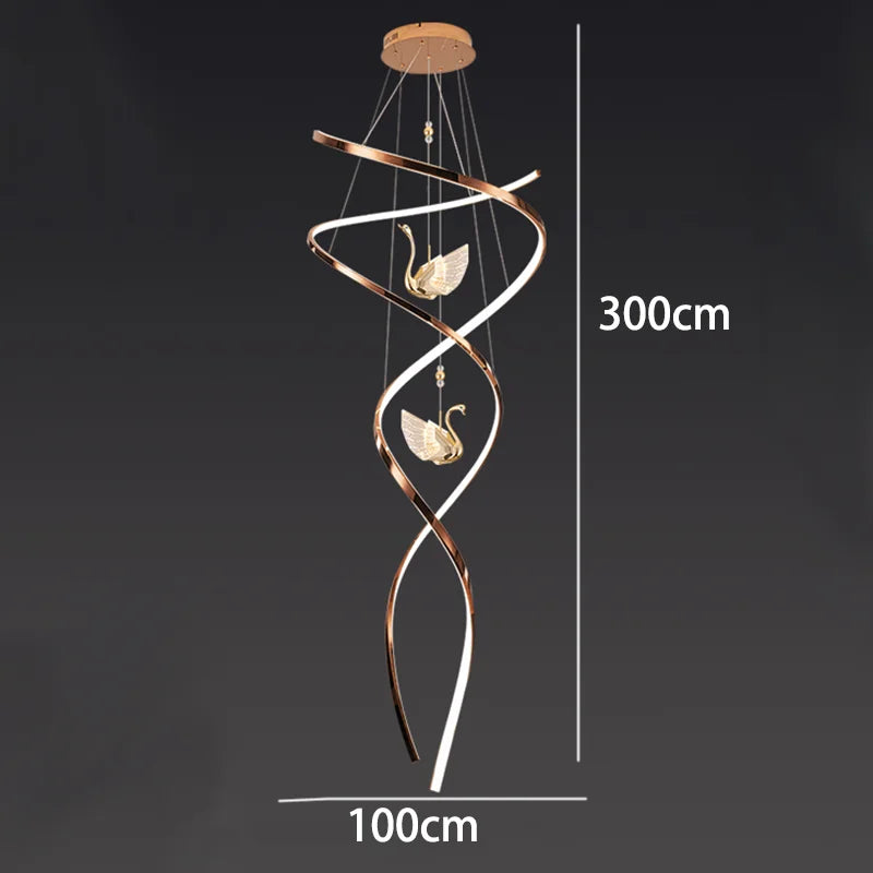 Celestine Spiral Swan LED Staircase Chandelier