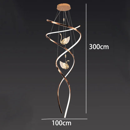 Celestine Spiral Swan LED Staircase Chandelier