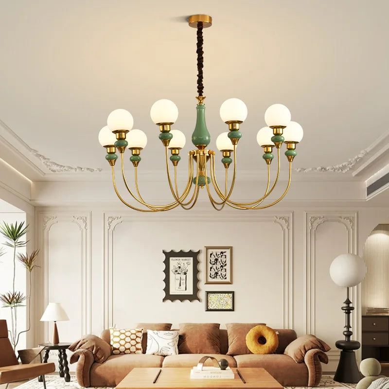 Geneviève Retro Gold Ceramic Chandelier