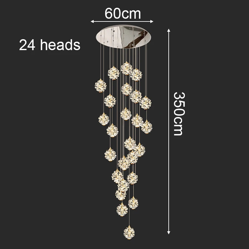 Modern Crystal Stair Pendant Light for Living Room and Hall
