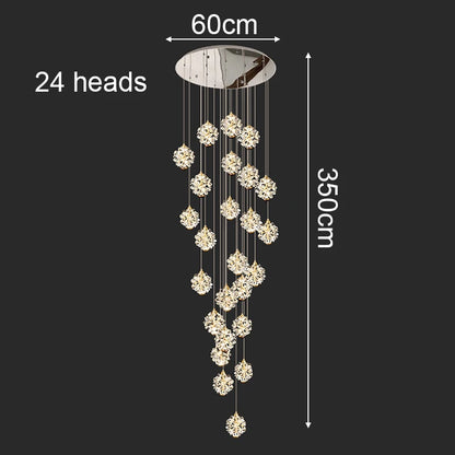 Modern Crystal Stair Pendant Light for Living Room and Hall