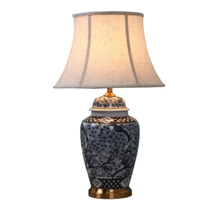 Blue and White Ceramic LED Floor Lamp for Bedroom and Living Spaces