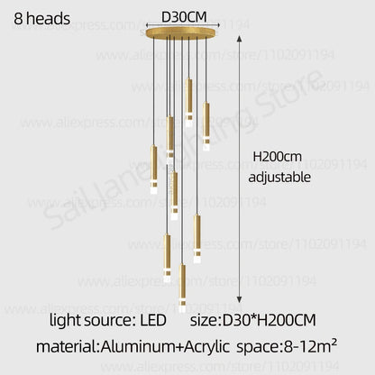 Aurélie Modern Gold LED Staircase Chandelier Light