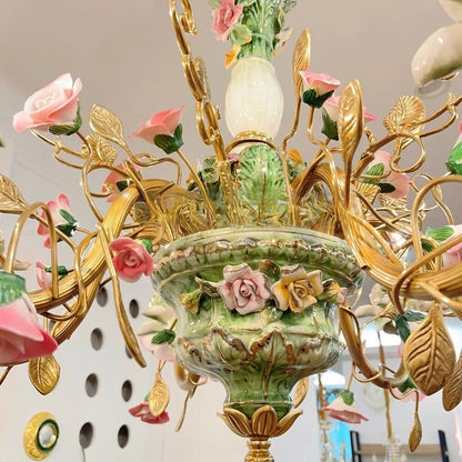 Élise Porcelain Brass Chandelier French Luxury Ceiling Light