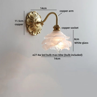 Isabelle Glass Flower Brass Wall Light