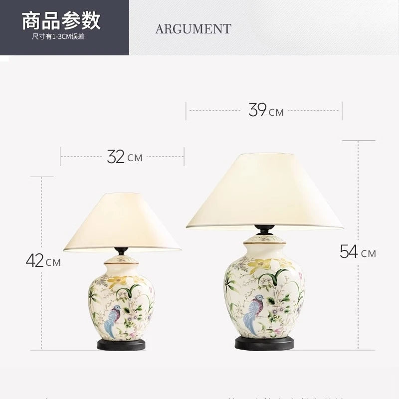 Flower and Bird Ceramic LED Floor Lamp for Bedroom and Living Room