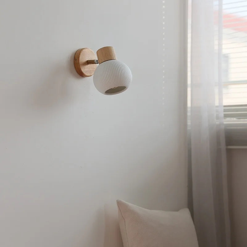 Camille White Ceramic LED Wall Lamp Switch E27 Nordic