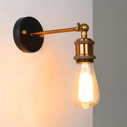 Élise Industrial Retro E27 Wall Lamp Black Gold Loft Sconce Light