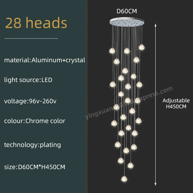 Seraphine Crystal Spiral Staircase Chandelier for Luxury Loft Interiors