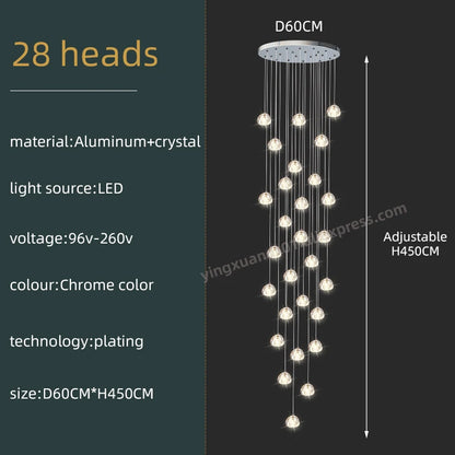 Seraphine Crystal Spiral Staircase Chandelier for Luxury Loft Interiors