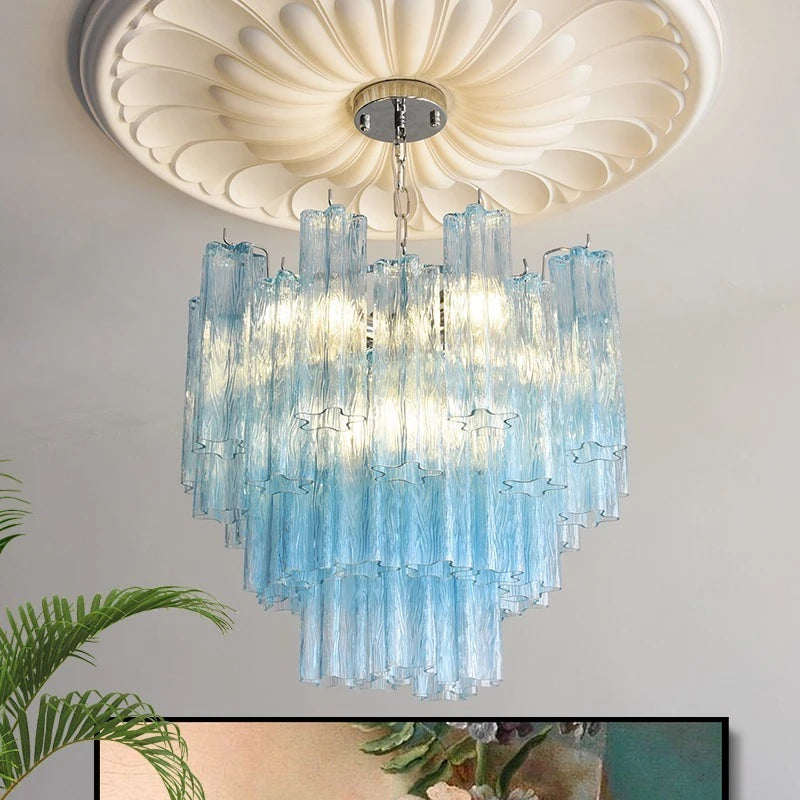 Camille Murano Glass Round Crystal Pendant Light Vintage Ceiling Lamp