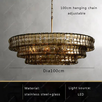 Gray Glass Round Ceiling Chandelier
