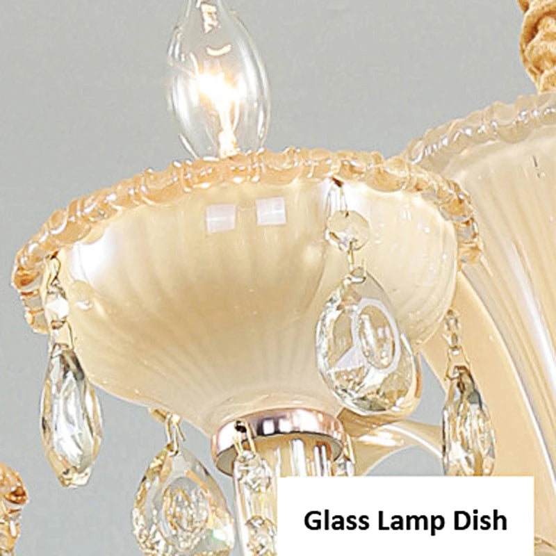 French Luxury Home Decoration Room Champagne White Chandelier European Villa Hotel Hall Restaurant E14 Crystal Pendent Lights