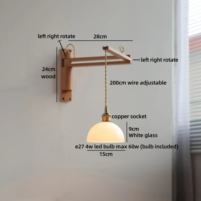 Élise Ceramic Wood Wall Lamp for Bedside & Bathroom