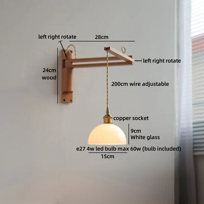 Élise Ceramic Wood Wall Lamp for Bedside & Bathroom
