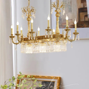 European Copper Crystal Chandelier 10-Light Pendant