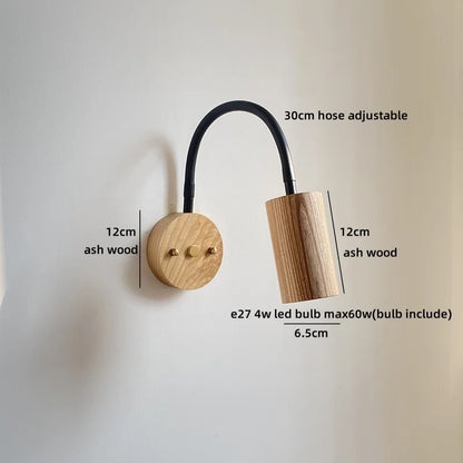 Élise Nordic Ash Wood LED Wall Lamp Pull Chain E27