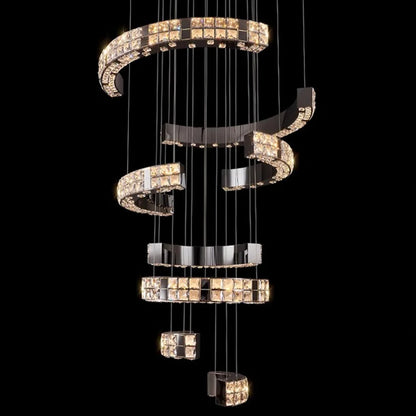 Sophie Scandinavian Crystal Chandelier Black Steel Ceiling Light